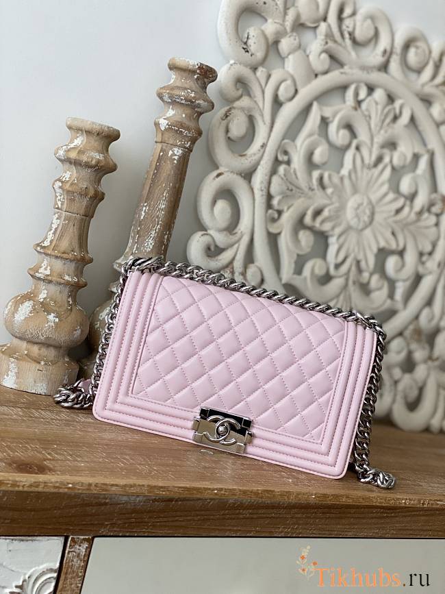 Chanel Leboy Grain Calfskin Light Pink Silver Hardware 25cm - 1