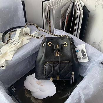 Chanel Bucket Bag Calfskin Black 21x19x8cm