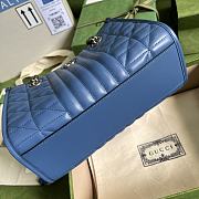 GG Marmont Medium Matelassé Blue Tote 26.5x19x11cm - 4