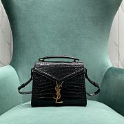 YSL Cassandra Crocodile Embossed Black 20x7.5x16cm - 1