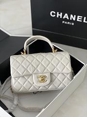 Chanel Mini Handle Lambskin Gold Hardware White 20cm - 1