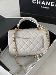 Chanel Mini Handle Lambskin Gold Hardware White 20cm - 3