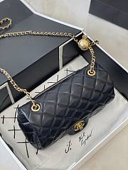 Chanel Flap Bag Gold Ball Lambskin Gold Hardware Black 20cm - 3