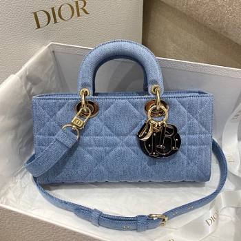 Dior Lady D-JOY Blue Cannage Denim 26x13.5x5cm