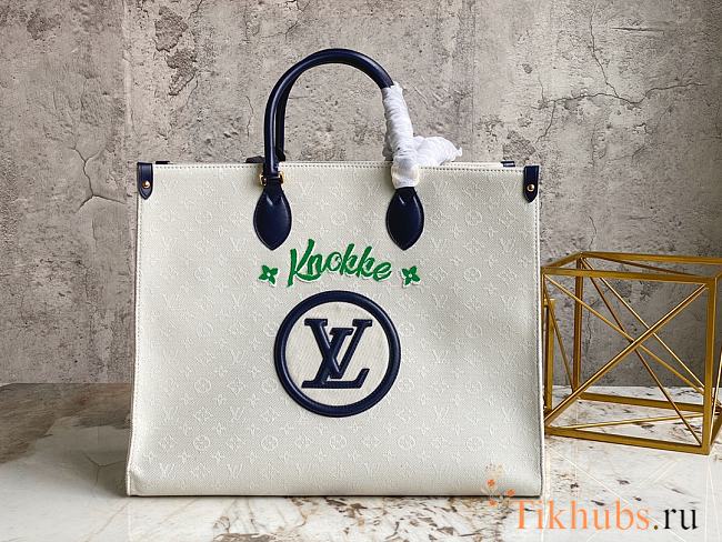 LV Onthego Blue Handle 41x34x19cm - 1