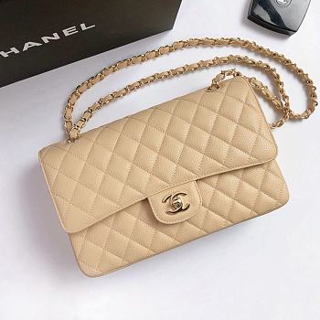 Chanel Flap Bag Cavier Gold Hardware Beige 25cm