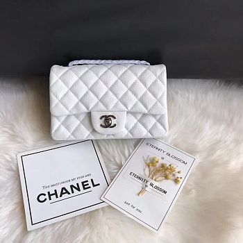 Chanel Flap Bag Caviar in White 20cm with Silver Hardware