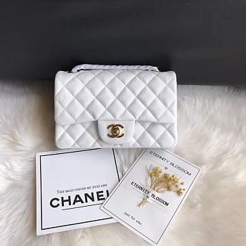 Chanel Flap Bag Caviar in White 20cm with Gold Hardware