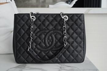 Chanel Shopping Bag Caviar Black Silver Hardware 33cm