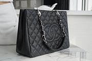 Chanel Shopping Bag Caviar Black Silver Hardware 33cm - 3