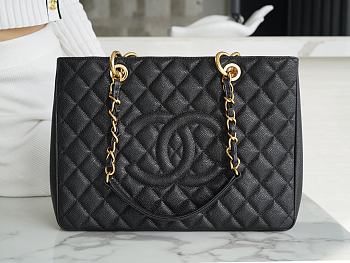 Chanel Shopping Bag Caviar Black Gold Hardware 33cm