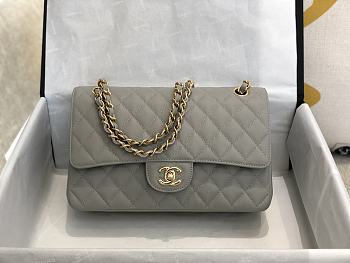 Chanel Flap Bag Grey Caviar Gold Hardware 25cm