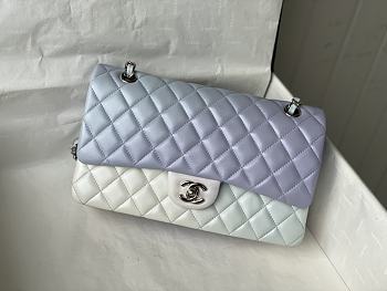 Chanel Flap Bag Light Blue Light Purple White 25cm