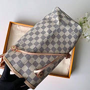 LV Original Neverfull Bag N41361 White Grid With Apricot MM - 4