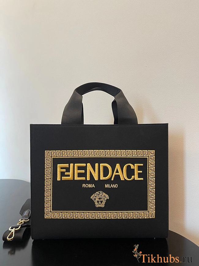 Fendace Medium Tote Canvas Black 35x16x30cm - 1