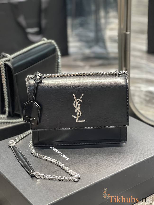 YSL Sunset Black Silver Chain 22x16x8cm - 1