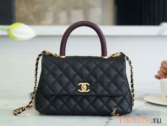 Chanel Coco Handle Black Cavier Gold Hardware 24x14x10cm - 1