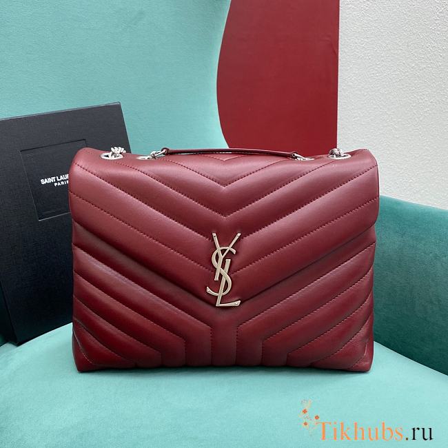 YSL Loulou Red Silver Hardware 31x23x10cm - 1