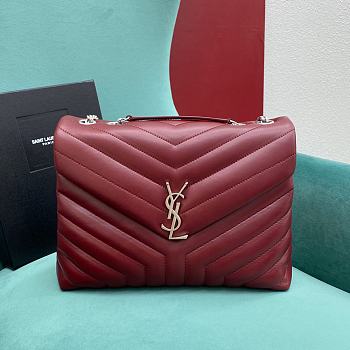 YSL Loulou Red Silver Hardware 31x23x10cm