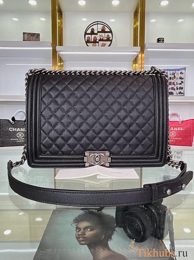 Chanel LeBoy Caviar Handbag Silver Hardware 30cm - 1