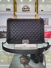 Chanel LeBoy Caviar Handbag Silver Hardware 30cm - 1