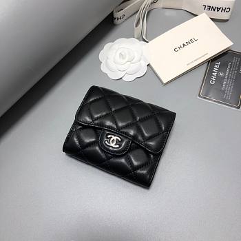 Chanel Black Lambskin Silver Hardware Wallet 11.5x10.5x2cm
