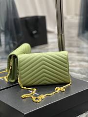 YSL Envelope Chain Wallet Green 22.5x14x4cm - 5