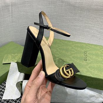 Gucci Black Leather Sandal 10cm