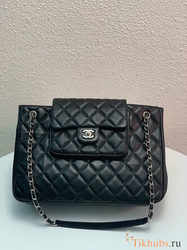 Chanel Vintage Black Silver Hardware Bag 36x12x25cm - 1