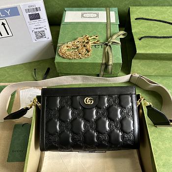 Gucci Matelassé Leather Black Shoulder Bag 26x17.5x8cm