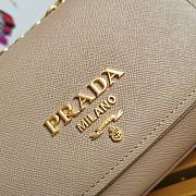 Prada Saffiano Leather Shoulder Bag Beige 22x14x6.5cm - 6