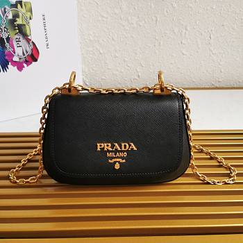 Prada Saffiano Leather Shoulder Bag Black 22x14x6.5cm