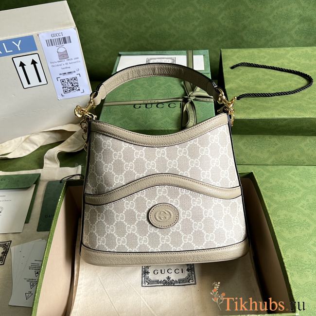 Gucci Large Shoulder Bag With Interlocking Beige 24.5x20x9cm - 1