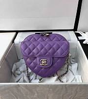 Chanel Heart Chain Bag Purple 18x16.5x6.5cm - 6