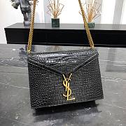 YSL Cassandra Crocodile Gold Hardware Black 22x16.5x5.5cm - 1