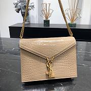 YSL Cassandra Crocodile Gold Hardware Beige 22x16.5x5.5cm - 1