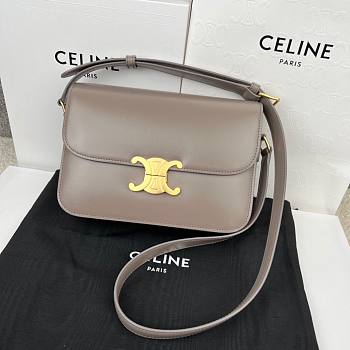 Celine Triomphe Bag In Shiny Calfskin Gray 22x16.5x7cm