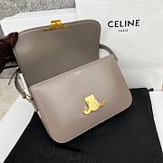 Celine Triomphe Bag In Shiny Calfskin Gray 22x16.5x7cm - 3