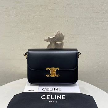 Celine Triomphe Bag In Shiny Calfskin Black 22x16.5x7cm