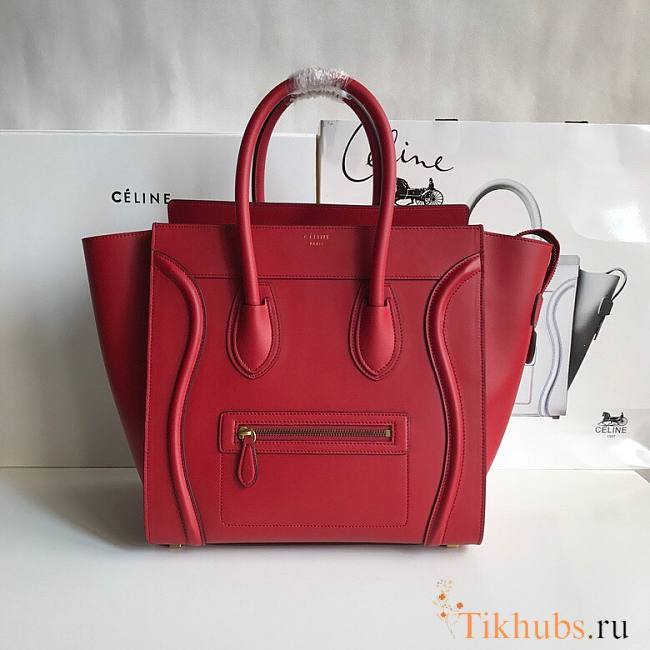 Celine Micro Luggage Calfskin Dune Red 30cm - 1