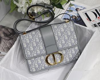 Dior Montaigne Gray Oblique Jacquard Gold Hardware 24x17x8cm