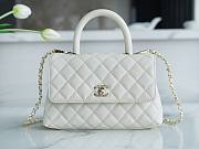 Chanel Coco Handle White Cavier Silver Hardware 24x14x9cm - 1