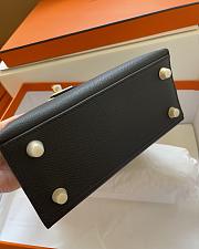 Hermes Kelly Black With Shoulder Strap Gold Hardware 20cm - 6