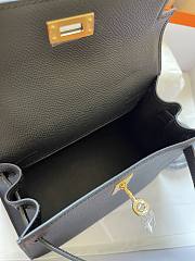 Hermes Kelly Black With Shoulder Strap Gold Hardware 20cm - 3