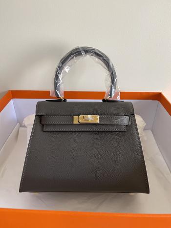 Hermes Kelly Gray With Shoulder Strap Gold Hardware 20cm