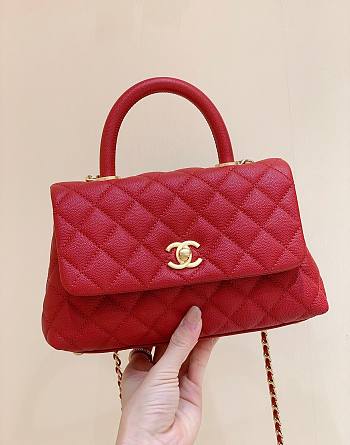 Chanel Coco Top Handle Bag Red 24 cm
