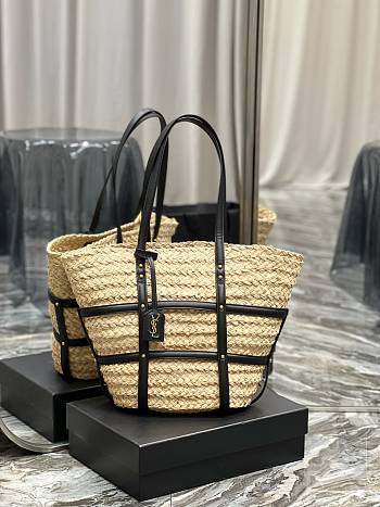 YSL Panier Bag In Natural Raffia 40x29x19cm