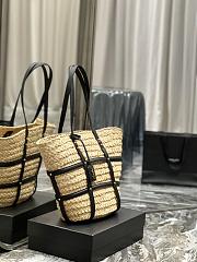 YSL Panier Bag In Natural Raffia 40x29x19cm - 2