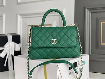 Chanel Coco Handle Green Cavier Gold Hardware 24x14x10cm