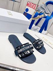 Christian Dior Dway Blue Rubber Logo Slide  - 4